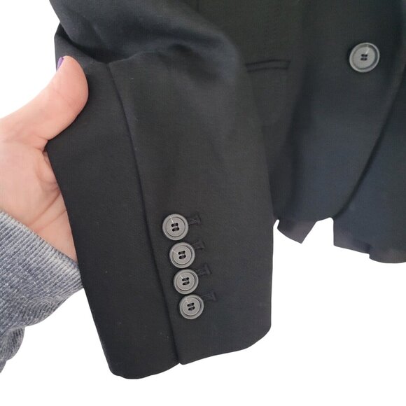 Ann Taylor Loft Peplum Fitted Jacket Womens Size 6 Black Ruffle Hem Career - Picture 4 of 7